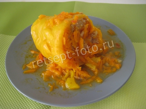 Перец фаршированный фаршем без томата и сметаны