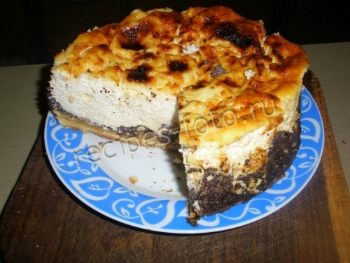Песочный пирог с творогом и маком