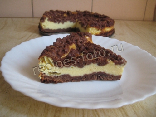 Песочный творожный пирог с шоколадной крошкой