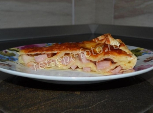 Пирог из лаваша с ветчиной и сыром в духовке