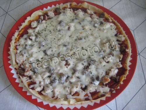 Пицца с курицей и грибами