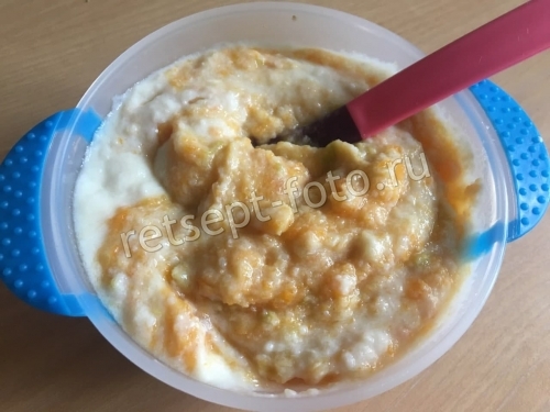 Пюре из куриного филе, риса, кабачка и батата детям до 1 года