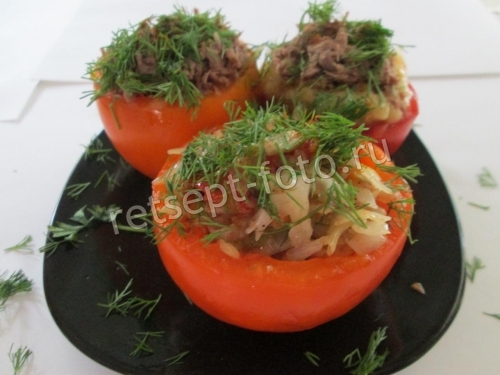 Помидоры фаршированные мясом и овощами
