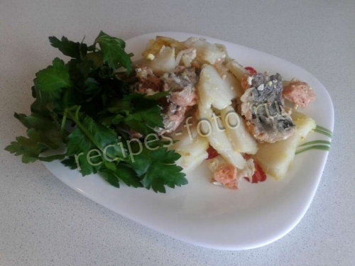 Рыба чавыча с картошкой в духовке