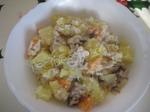 Рыба с картошкой в духовке без сыра
