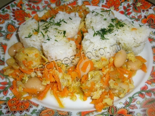 Рыба с овощами и фасолью (рыбное рагу из хека)