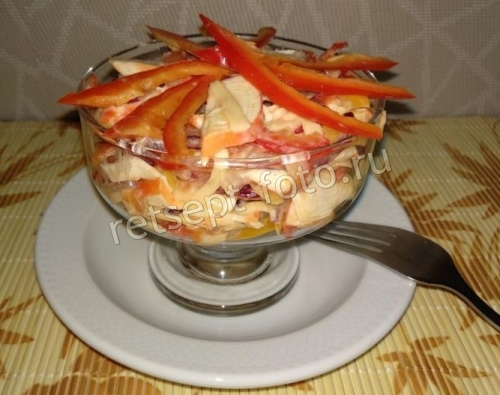 Салат "Коралловый риф" с крабовыми палочками