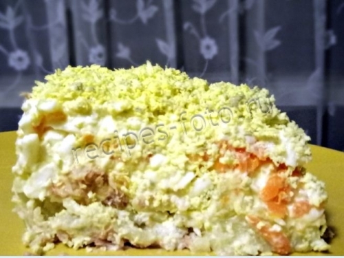 Салат "Мимоза" с тунцом и мясом криля