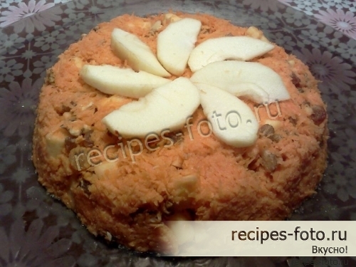 Салат из моркови с яблоками и орехами без майонеза