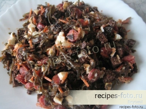 Салат из морской капусты с яйцами и колбасой без майонеза