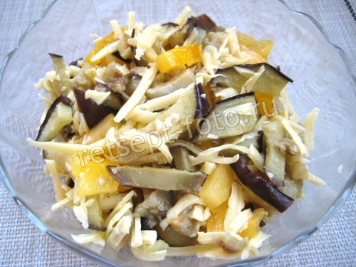 Салат с баклажанами и сыром без майонеза