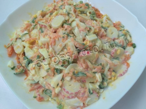 Салат с крабовыми палочками без риса с огурцом