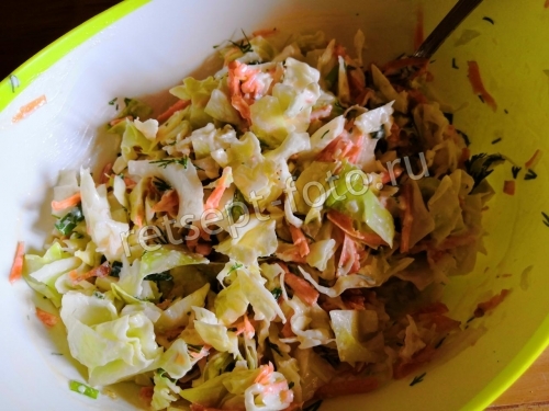 Салат с редькой, капустой и сметаной