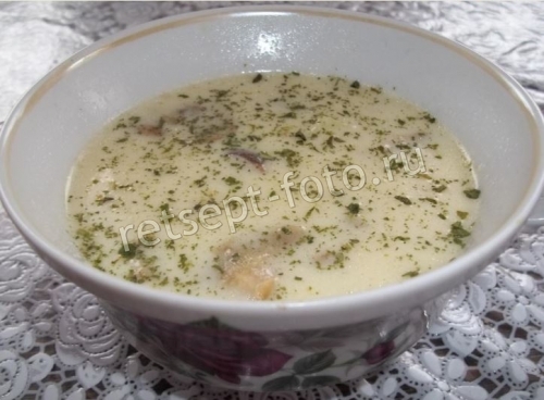 Сливочный суп с белыми грибами и курицей
