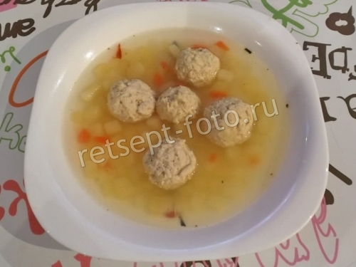 Суп с куриными фрикадельками без зажарки