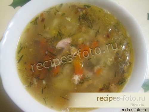 Суп с рисом и рыбной консервой
