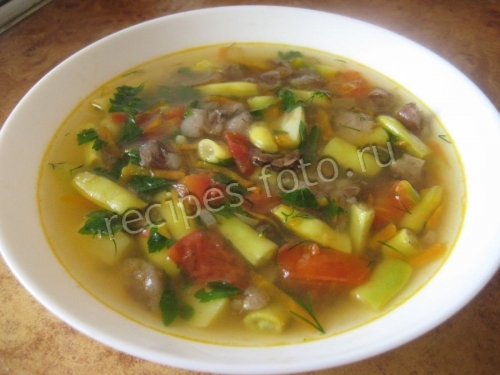 Суп со стручковой зеленой фасолью и грибами без мяса
