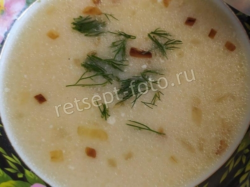Сырный суп с курицей и вермишелью