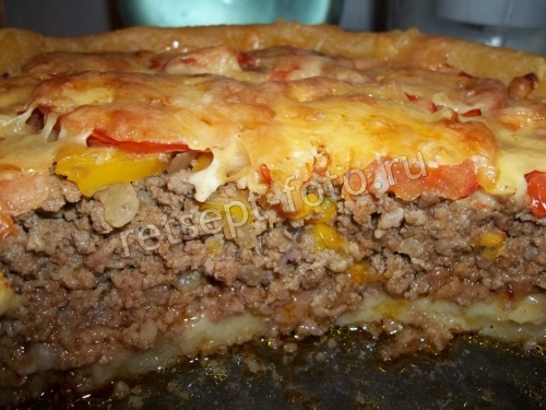 Сытный картофельный пирог с фаршем