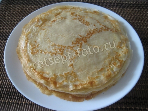 Тонкие блины на ряженке с кипятком