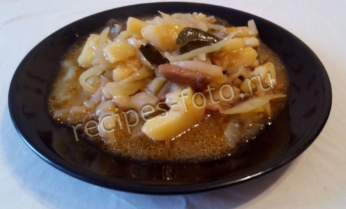 Тушеная капуста с грибами и картошкой