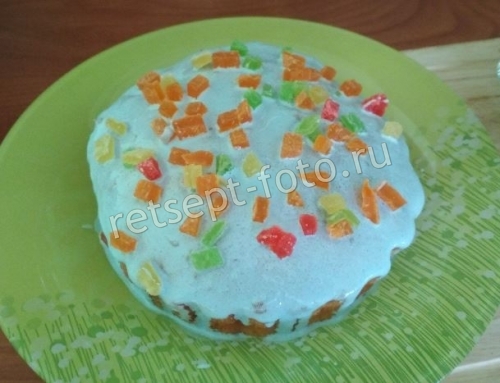 Влажный кулич на сливках с цукатами и изюмом