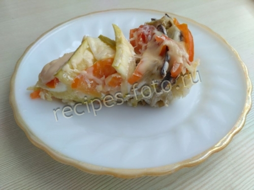 Запеканка из кабачков с рисом и помидорами в мультиварке