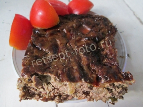 Запеканка из печени с овощами и творогом в духовке