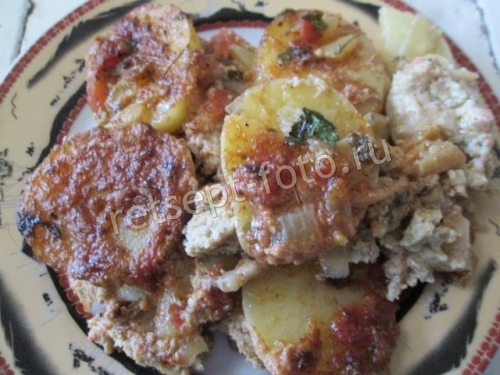Запеканка из рыбного фарша с овощами