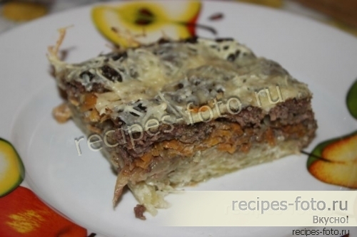Картофельная запеканка с мясным фаршем в духовке