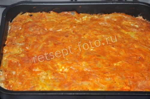 Запеканка с капустой и курицей