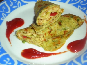 Блинчики из цельнозерновой и овсяной муки со шпинатом 