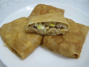Блины с мясом и яйцом 