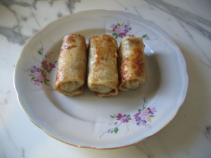 Блины с мясом на молоке 