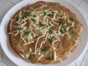 Блины с припеком из сыра с зеленью 