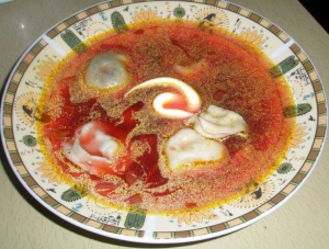 Борщ с грибными ушками 