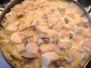 Индейка с грибами в сметане 