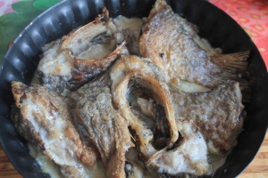 Карась в сметане с луком в духовке 