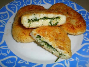 Картофельно-творожные зразы с зеленью 