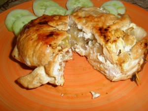 Куриная грудка с грушей на сковороде 