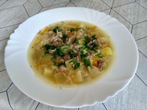 Куриный суп с рисом и картошкой 