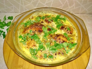 Курица чкмерули в духовке по-грузински 