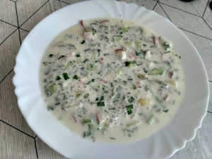 Окрошка на квасе с колбасой: классический рецепт с фото 