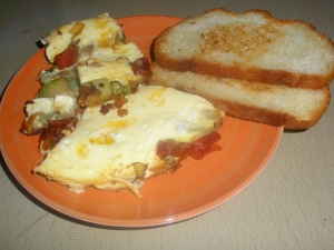 Омлет с зеленым горошком и сыром 