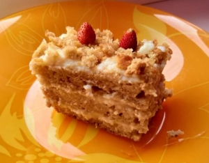 Ореховый торт на кефире с заварным кремом 