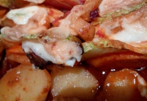 Овощная запеканка с салом (беконом) 