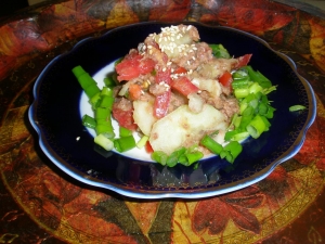 ПП салат с тунцом, огурцом и помидорами 