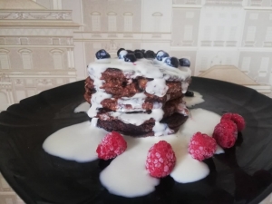 ПП шоколадные оладьи на растительном молоке без сахара 