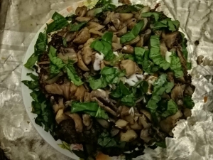 Печеночный торт с грибами и морковью 