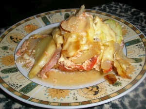 Рататуй с беконом и сыром 